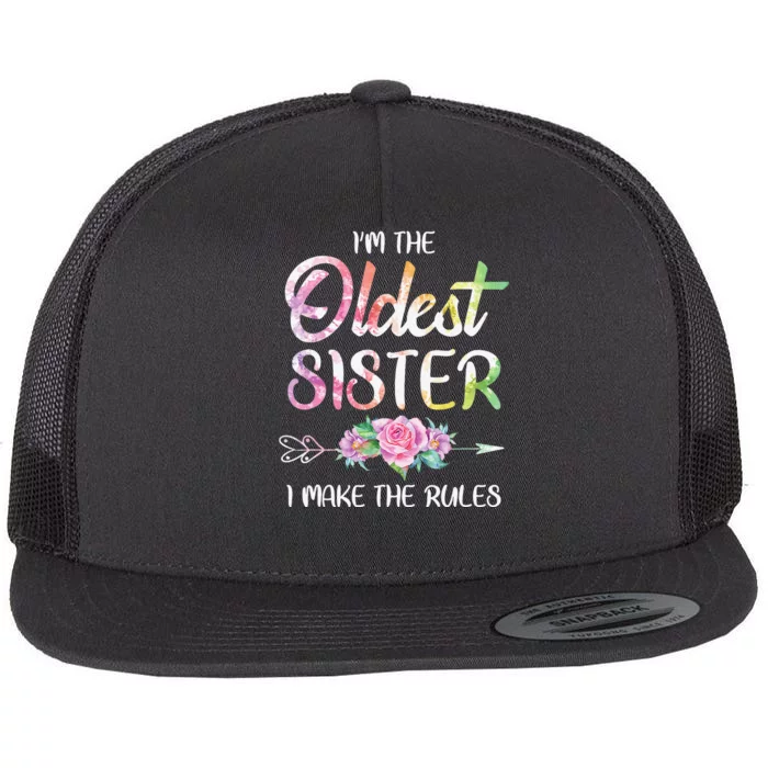 Oldest Sister I Make The Rules Funny Matching Sibling Flat Bill Trucker Hat