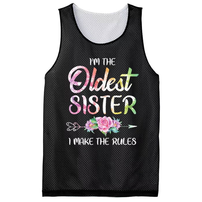 Oldest Sister I Make The Rules Funny Matching Sibling Mesh Reversible Basketball Jersey Tank