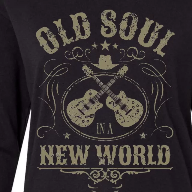 Old Soul In A New World Country Bluegrass Music Guitar Fan Womens Cotton Relaxed Long Sleeve T-Shirt