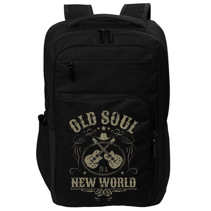 Old Soul In A New World Country Bluegrass Music Guitar Fan Impact Tech Backpack