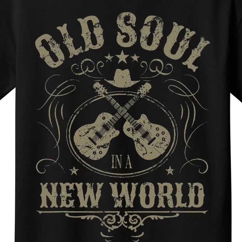 Old Soul In A New World Country Bluegrass Music Guitar Fan Kids T-Shirt