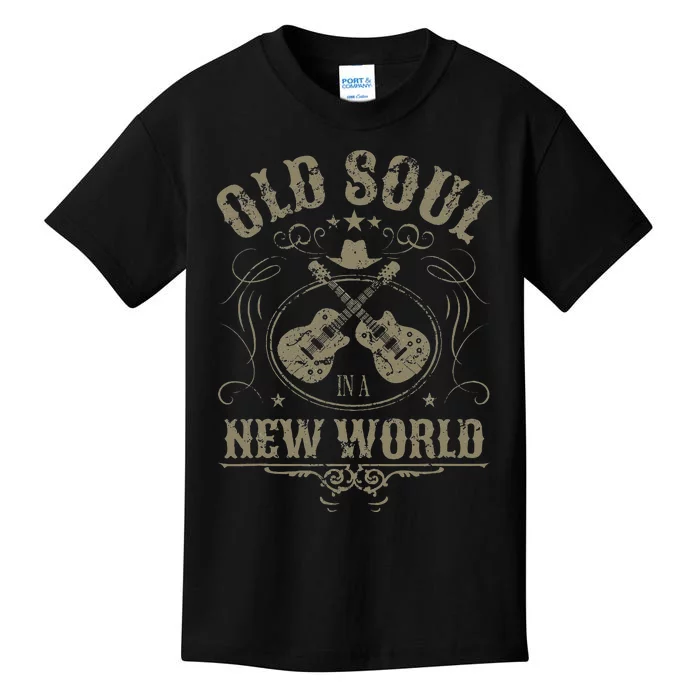 Old Soul In A New World Country Bluegrass Music Guitar Fan Kids T-Shirt