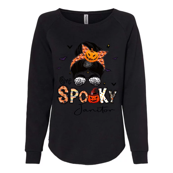 One Spooky Janitor Messy Bun Witch Pumpkin Halloween Cute Gift Womens California Wash Sweatshirt