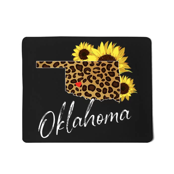 Oklahoma Sunflower Leopard State Map Mousepad