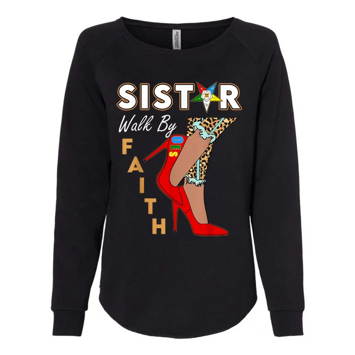 OES Sistar Leopard Walk By Faith Order Of The Eastern Star Womens California Wash Sweatshirt