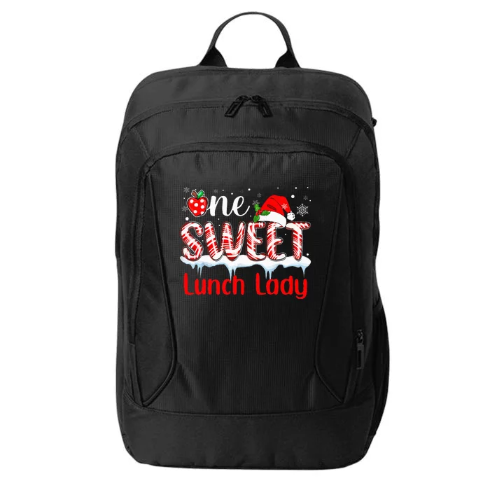 One Sweet Lunch Lady Christmas Candy Cane Santa City Backpack