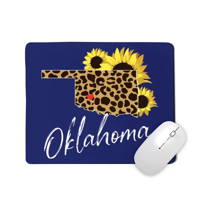 Oklahoma Sunflower Leopard State Map Mousepad