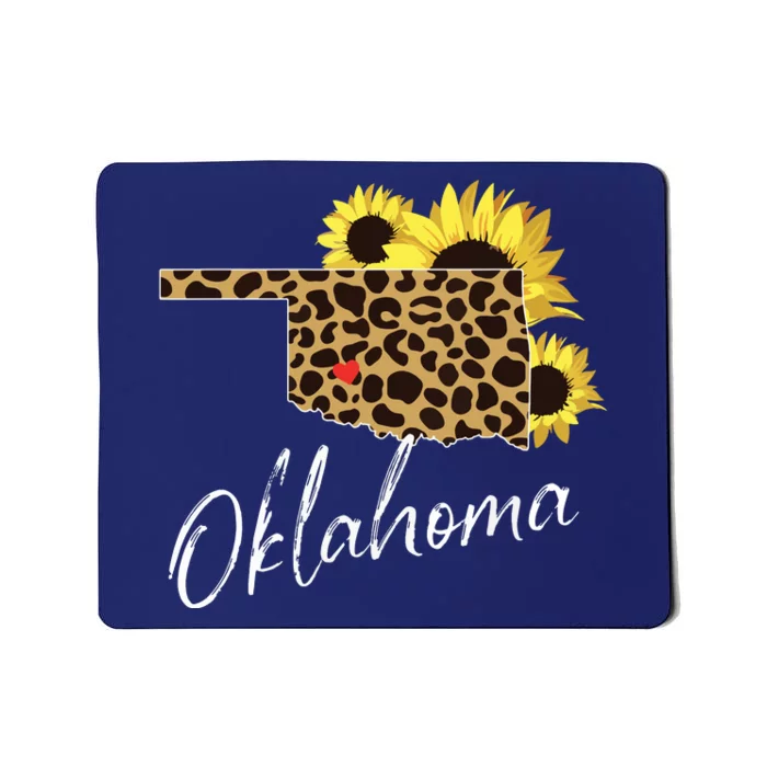 Oklahoma Sunflower Leopard State Map Mousepad