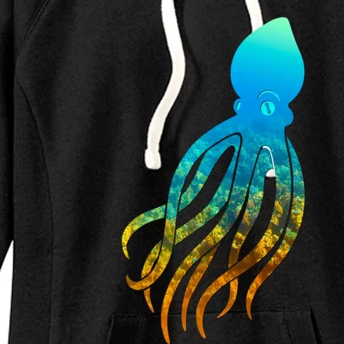 Octopus Squid Lovers Silhouette Earth Day And Ocean Week Gift Women's Fleece Hoodie