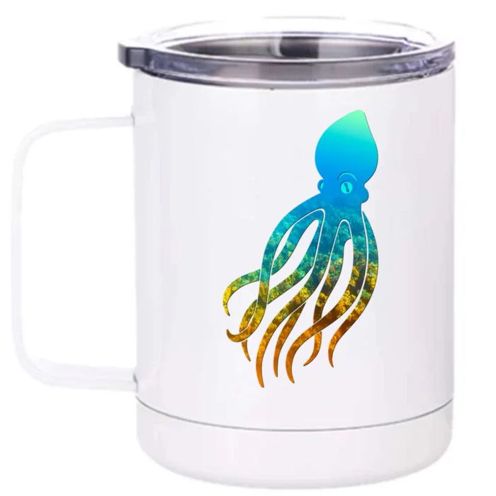 Octopus Squid Lovers Silhouette Earth Day And Ocean Week Gift Front & Back 12oz Stainless Steel Tumbler Cup