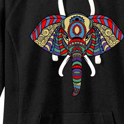 Ornate Stylized Line Art With Aesthetic Elephant For Yoga Gift Women's Fleece Hoodie