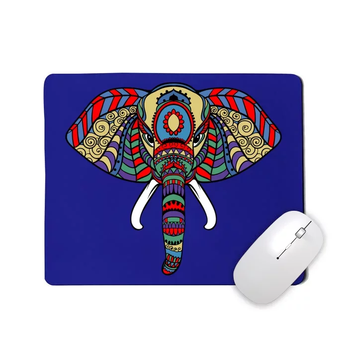 Ornate Stylized Line Art With Aesthetic Elephant For Yoga Gift Mousepad