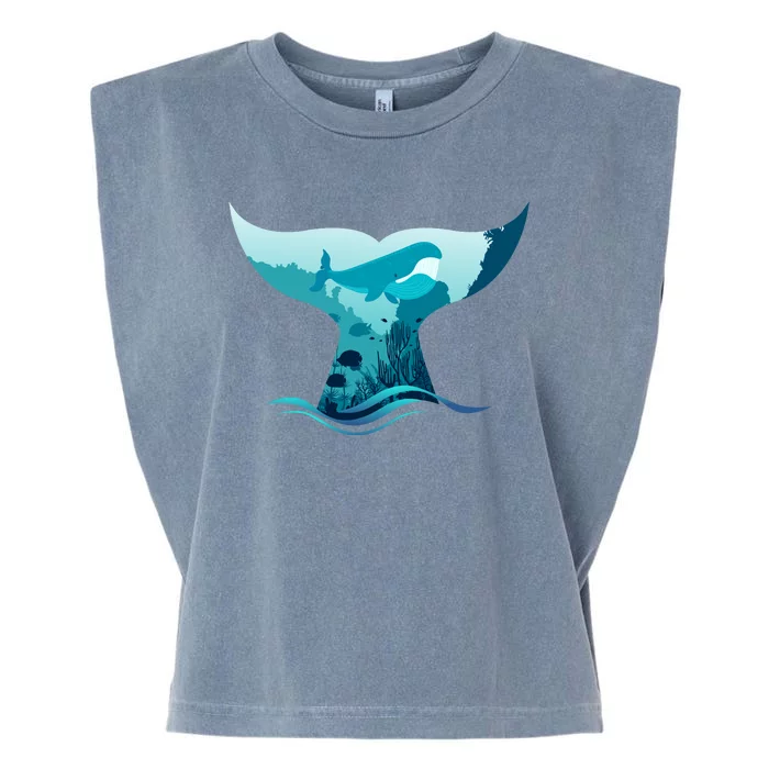 Ocean Sea Life Whale Tail Garment-Dyed Women's Muscle Tee