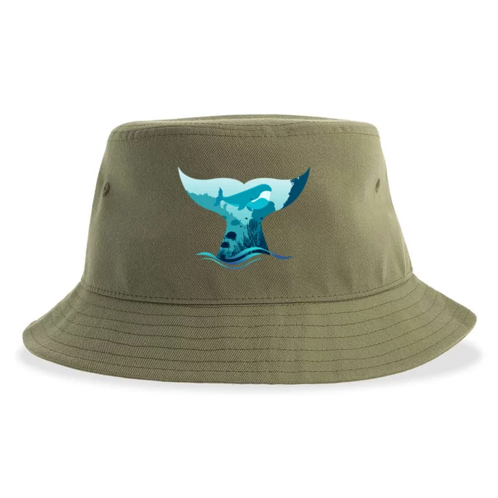 Ocean Sea Life Whale Tail Sustainable Bucket Hat