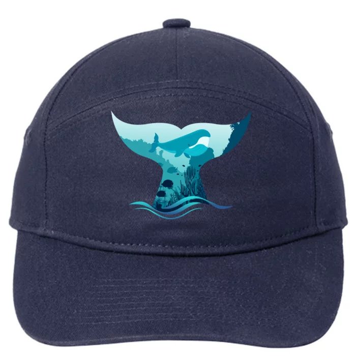 Ocean Sea Life Whale Tail 7-Panel Snapback Hat