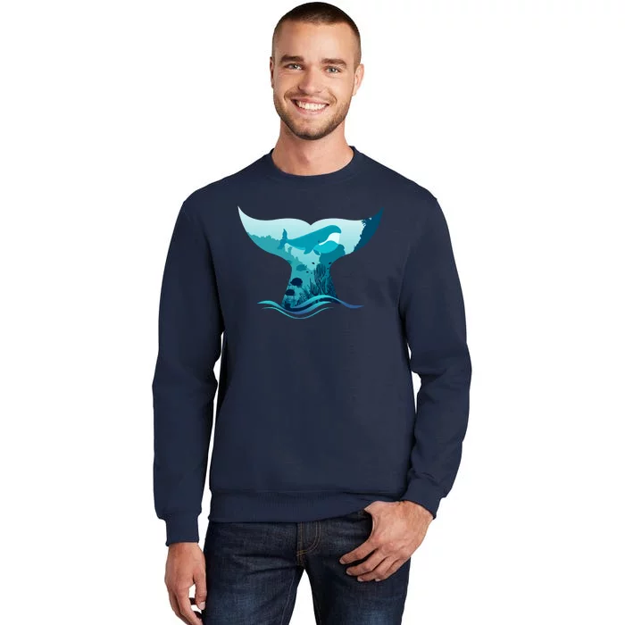 Ocean Sea Life Whale Tail Tall Sweatshirt