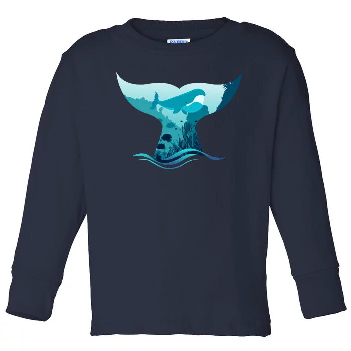 Ocean Sea Life Whale Tail Toddler Long Sleeve Shirt