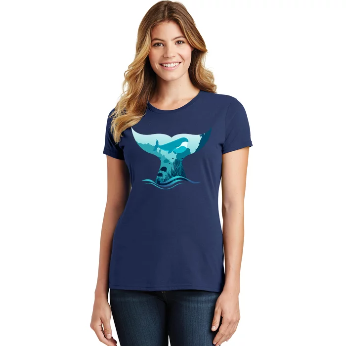 Ocean Sea Life Whale Tail Women's T-Shirt