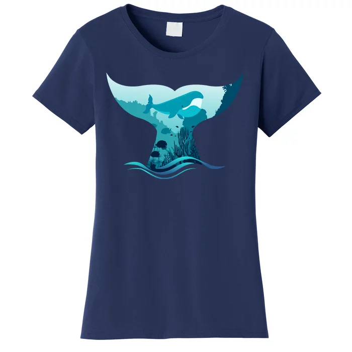 Ocean Sea Life Whale Tail Women's T-Shirt