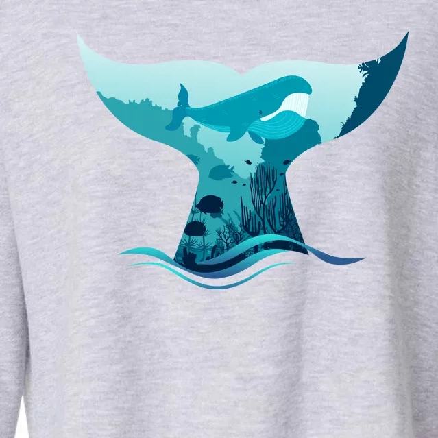 Ocean Sea Life Whale Tail Cropped Pullover Crew