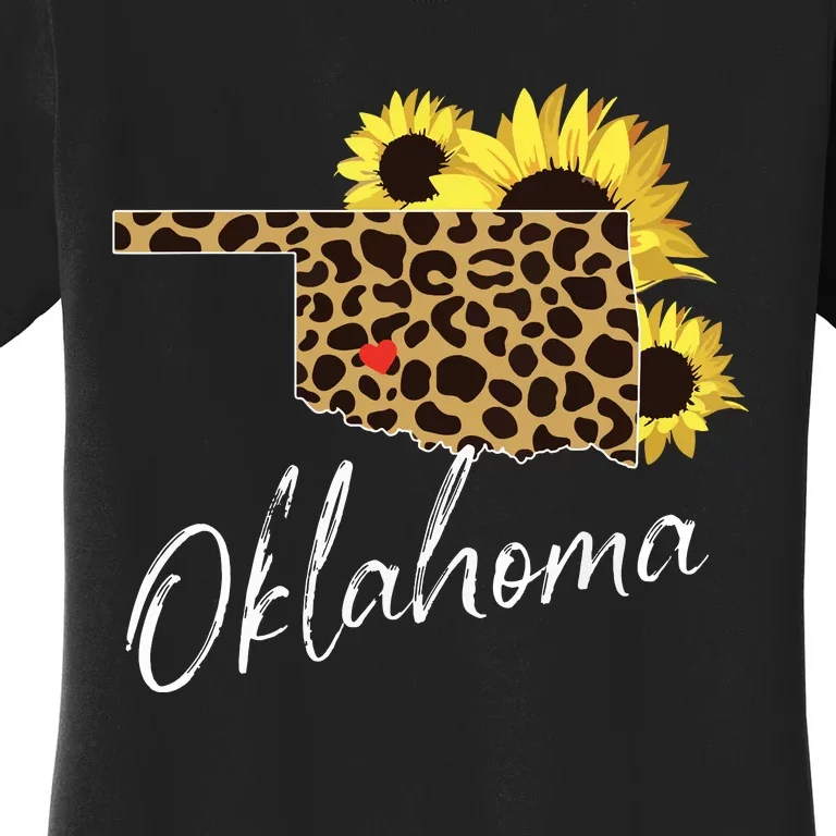 Oklahoma Sunflower Leopard State Map Women's T-Shirt