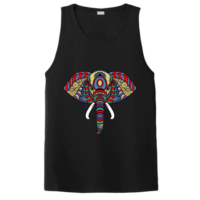 Ornate Stylized Line Art With Aesthetic Elephant For Yoga Cute Gift Performance Tank