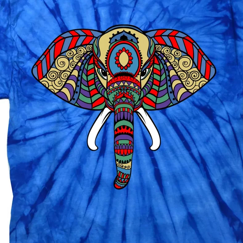 Ornate Stylized Line Art With Aesthetic Elephant For Yoga Cute Gift Tie-Dye T-Shirt