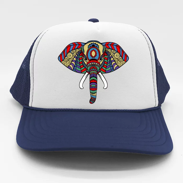 Ornate Stylized Line Art With Aesthetic Elephant For Yoga Cute Gift Trucker Hat