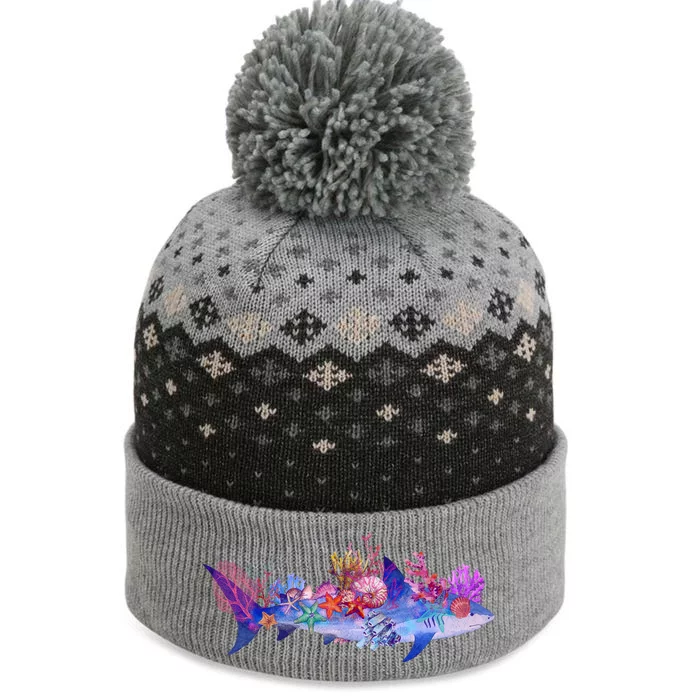 Ocean Sea Life Shark The Baniff Cuffed Pom Beanie