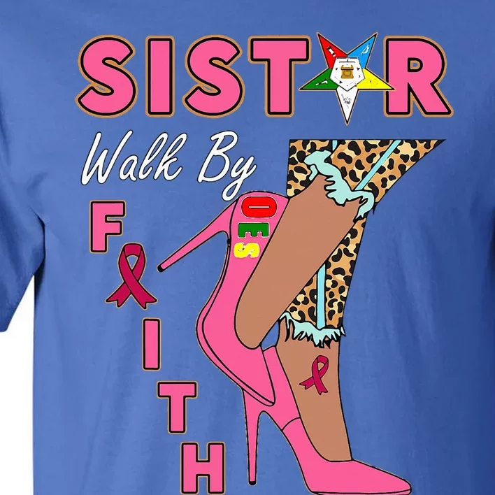 OES SiStar Leopard Walk By Faith Breast Cancer Awareness Tall T-Shirt