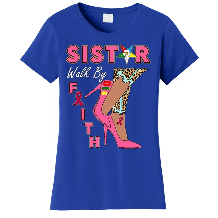 OES SiStar Leopard Walk By Faith Breast Cancer Awareness Women's T-Shirt