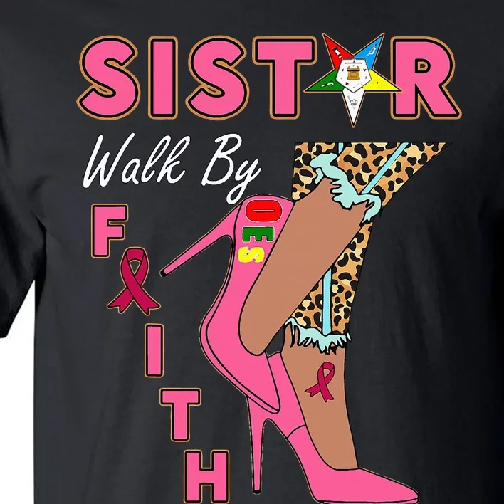 Oes Sistar Leopard Walk By Faith Breast Cancer Tall T-Shirt