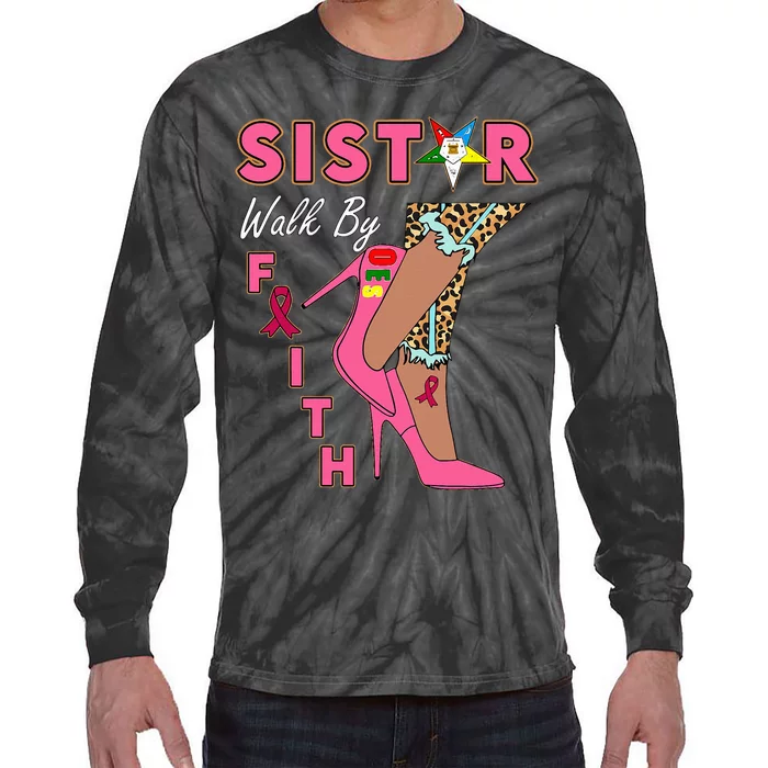 Oes Sistar Leopard Walk By Faith Breast Cancer Tie-Dye Long Sleeve Shirt