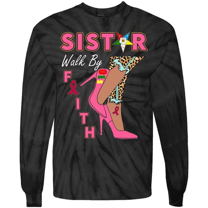 Oes Sistar Leopard Walk By Faith Breast Cancer Tie-Dye Long Sleeve Shirt