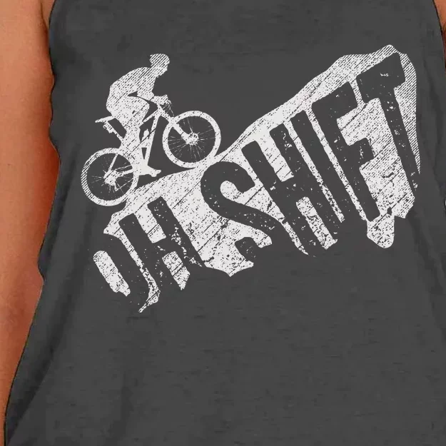 Oh Shift Mountain Biking Bicycle Bike Rider Cyclist Women's Knotted Racerback Tank