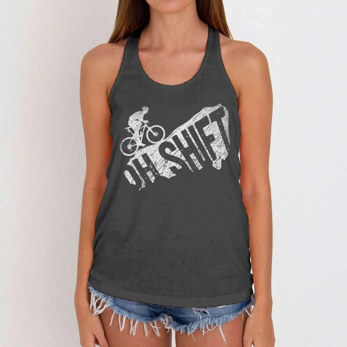 Oh Shift Mountain Biking Bicycle Bike Rider Cyclist Women's Knotted Racerback Tank