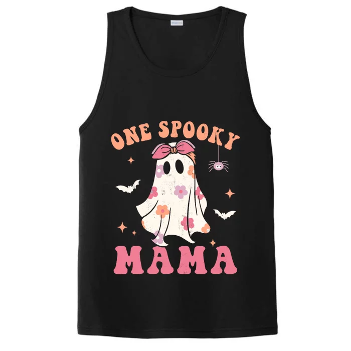 One Spooky Mama Retro Halloween Trick Or Treat Spooky Ghost Performance Tank