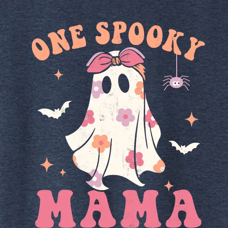 One Spooky Mama Retro Halloween Trick Or Treat Spooky Ghost Women's Crop Top Tee