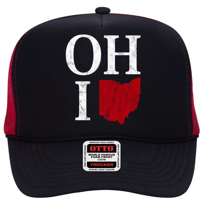 Ohio State Map High Crown Mesh Trucker Hat