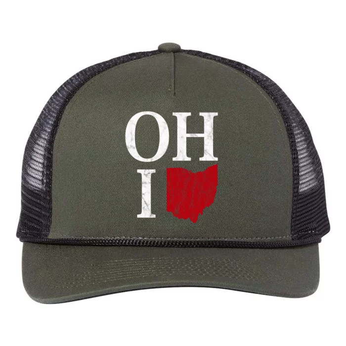 Ohio State Map Retro Rope Trucker Hat Cap