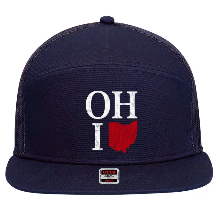 Ohio State Map 7 Panel Mesh Trucker Snapback Hat