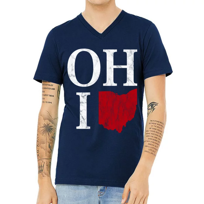 Ohio State Map V-Neck T-Shirt