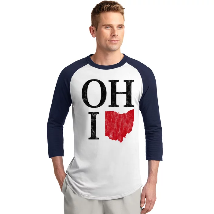 Ohio State Map Baseball Sleeve Shirt