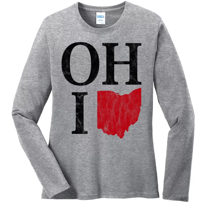 Ohio State Map Ladies Long Sleeve Shirt