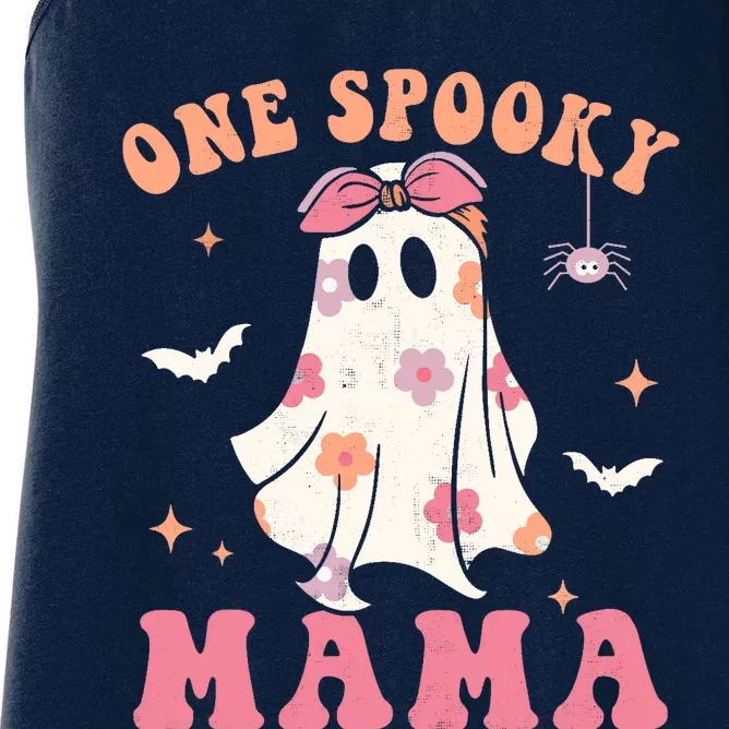 One Spooky Mama Retro Halloween Trick Or Treat Spooky Ghost Women's Racerback Tank