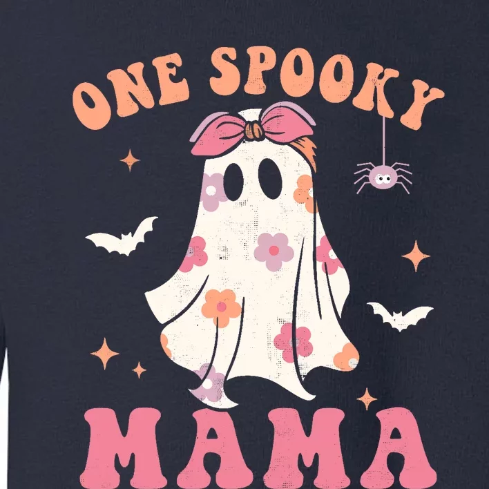 One Spooky Mama Retro Halloween Trick Or Treat Spooky Ghost Toddler Sweatshirt