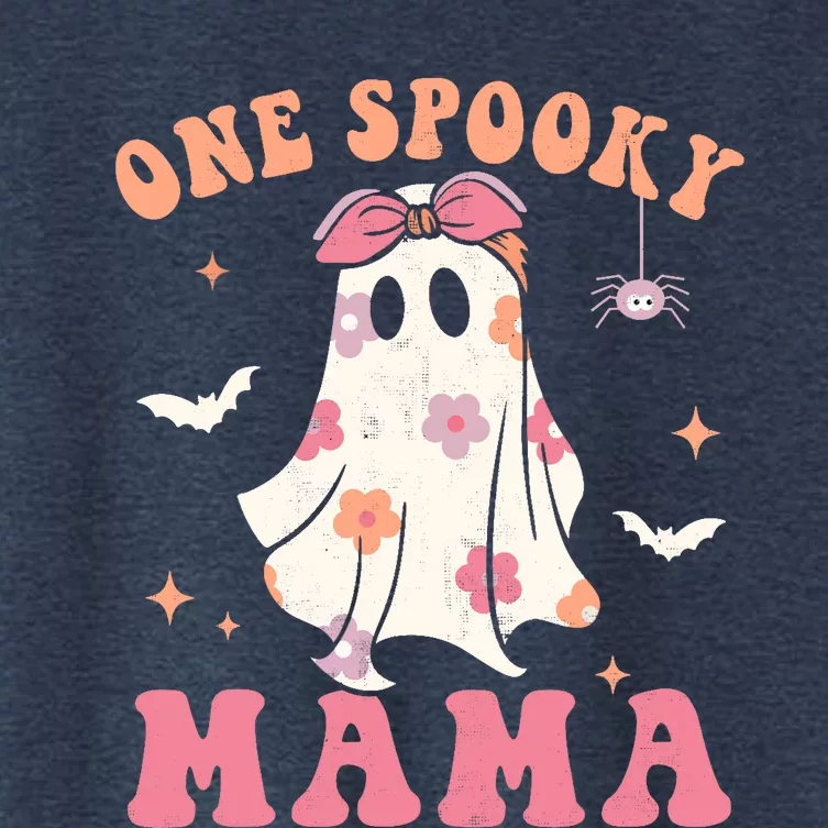 One Spooky Mama Retro Halloween Trick Or Treat Spooky Ghost Women's Crop Top Tee