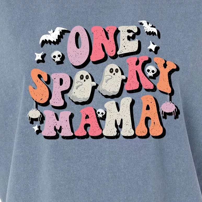 One Spooky Mama Funny Halloween Mom Costume Groovy Cute Gift Garment-Dyed Women's Muscle Tee