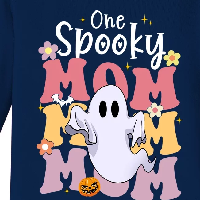 One Spooky Mom Halloween Cute Ghosts Grovvy Mommy Gift Meaningful Gift Baby Long Sleeve Bodysuit