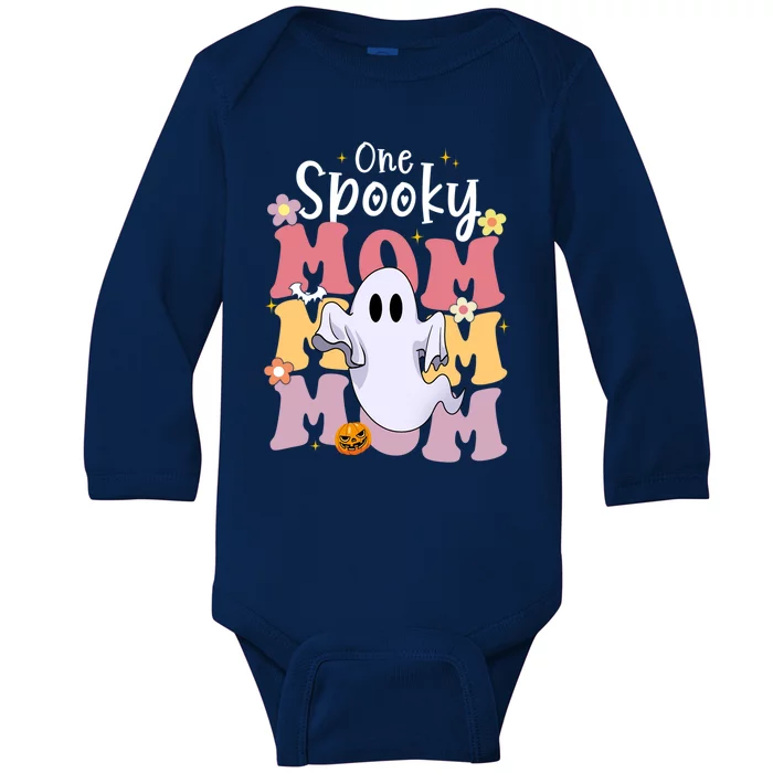 One Spooky Mom Halloween Cute Ghosts Grovvy Mommy Gift Meaningful Gift Baby Long Sleeve Bodysuit